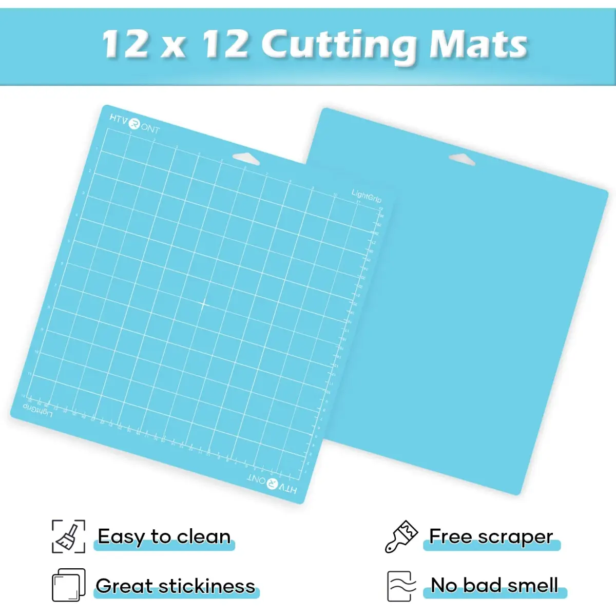 HTVRONT Light Grip Cutting Mats 12x12, 2 Pack, Blue | Compatible with Cricut Machines - view 4