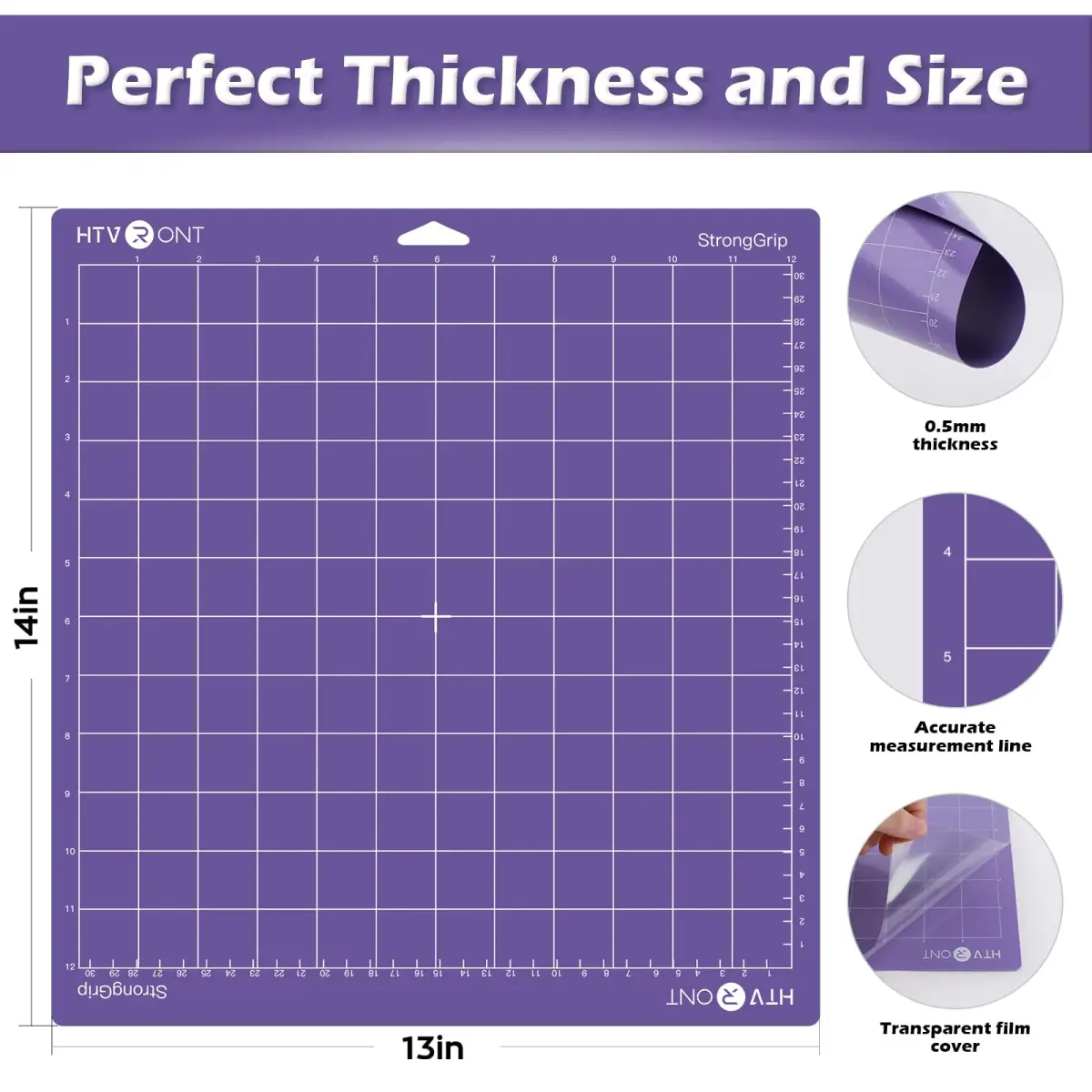 HTVRONT Strong Grip Cutting Mat 12x12 Inch, 2 Pack Purple | Self-Healing PVC for Quilting & Crafting - view 2