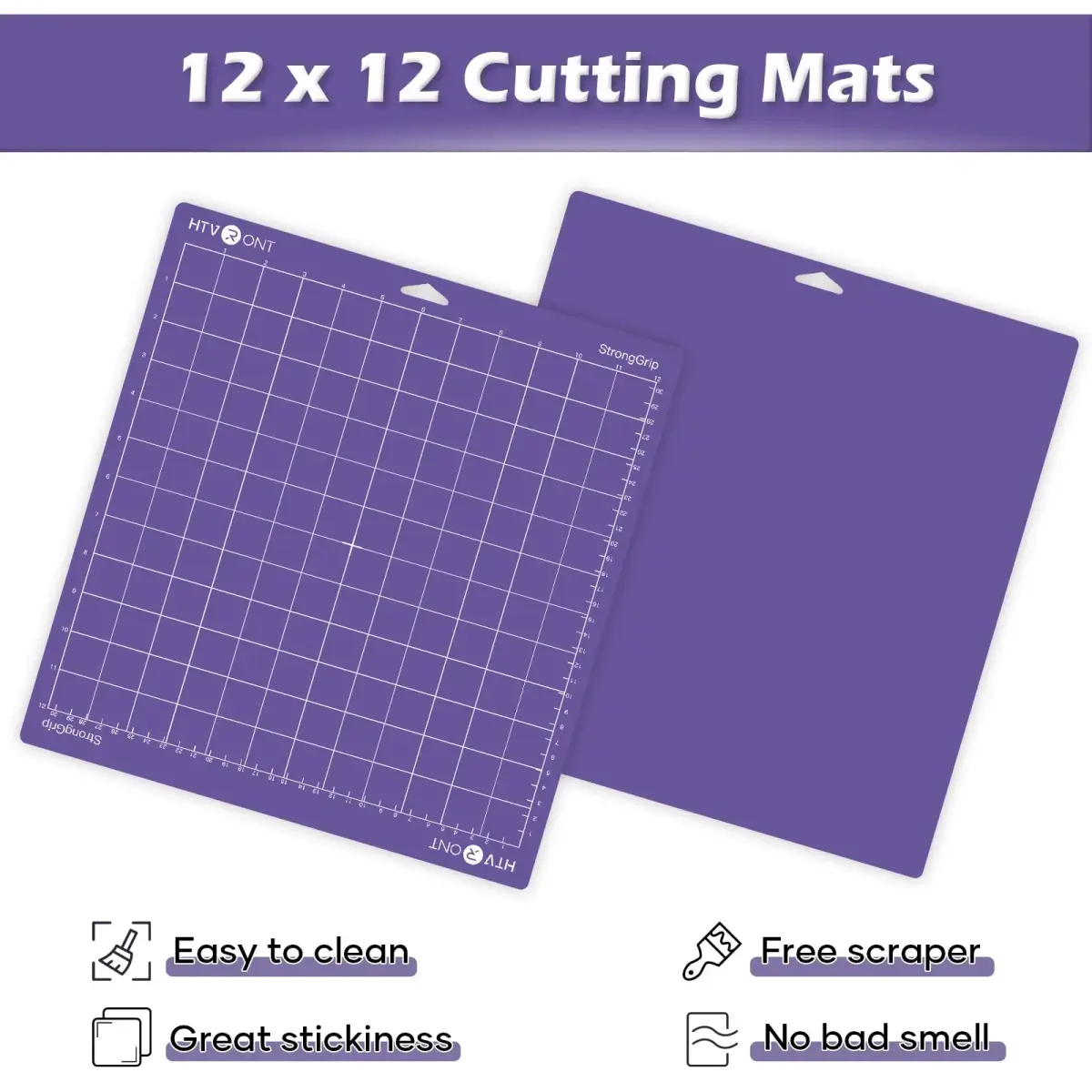 HTVRONT Strong Grip Cutting Mat 12x12 Inch, 2 Pack Purple | Self-Healing PVC for Quilting & Crafting - view 4