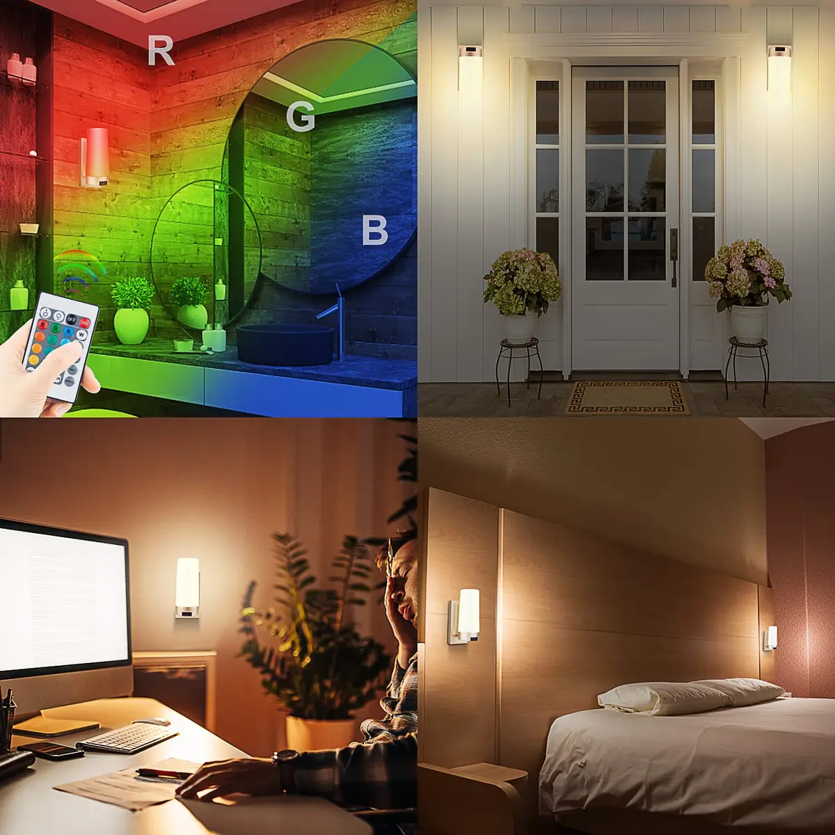 BIGMONAT Wireless Wall Sconce Light USB Rechargeable 2 Pack | Multi Color Dimmable Night Light for Hallway Bathroom Kids Bedroom - view 4