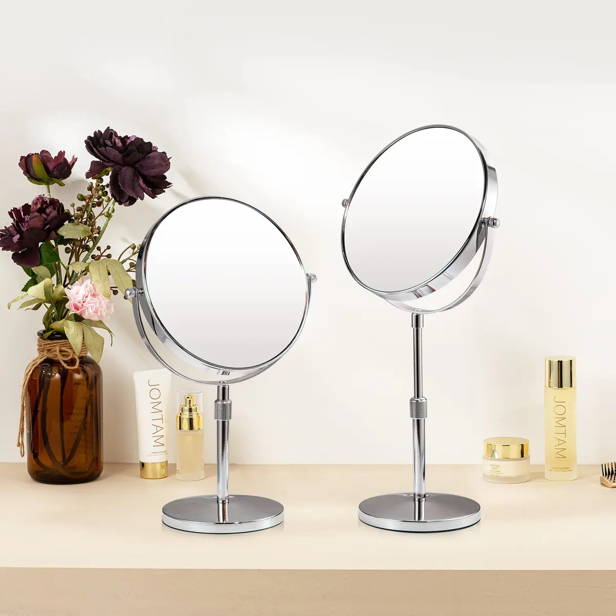 HOMEMIRO 17" Tall Tabletop Magnifying Makeup Mirror 1X/10X Adjustable Height No Light - view 7