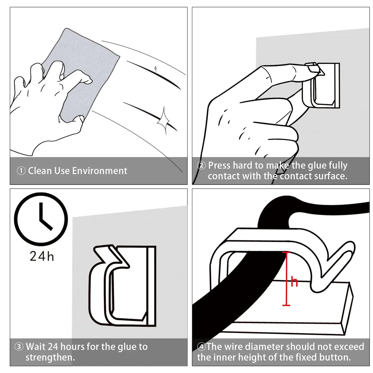 XHF 120PCS 3/4” White Adhesive Cable Wire Wall Light Clips, Cord Holder | Strong Adhesive, No Residue, Suitable for Various Surfaces - view 5