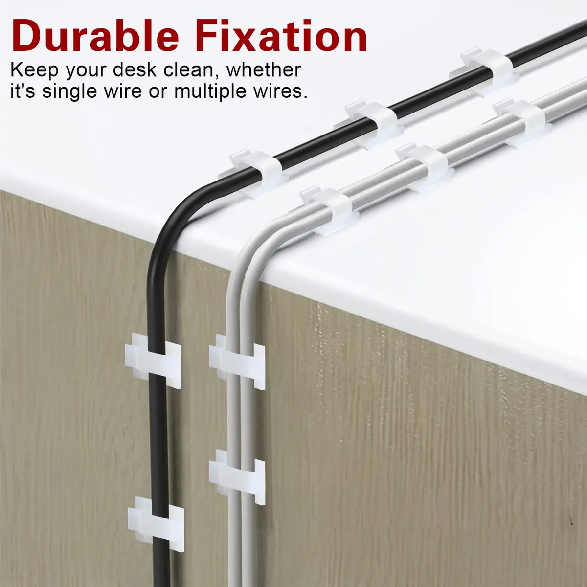 XHF 120PCS 3/4” White Adhesive Cable Wire Wall Light Clips, Cord Holder | Strong Adhesive, No Residue, Suitable for Various Surfaces - view 6