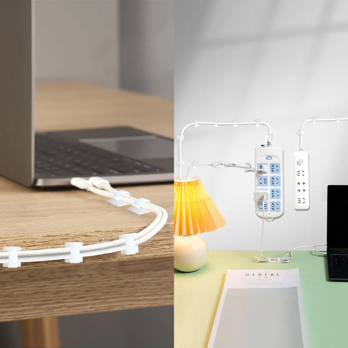 XHF 120PCS 3/4” White Adhesive Cable Wire Wall Light Clips, Cord Holder | Strong Adhesive, No Residue, Suitable for Various Surfaces - view 7