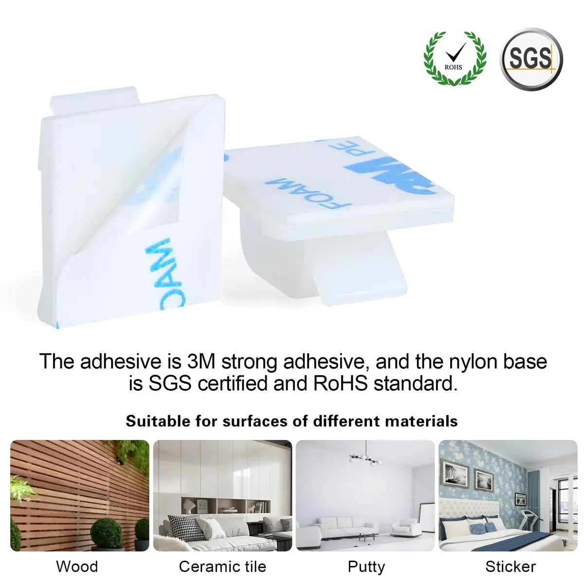 XHF 120PCS 3/4” White Adhesive Cable Wire Wall Light Clips, Cord Holder | Strong Adhesive, No Residue, Suitable for Various Surfaces - view 3