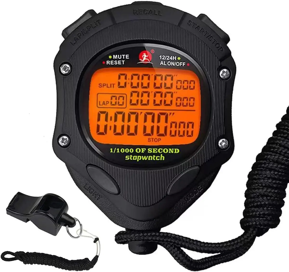 Rolilink Digital Stopwatch Timer with Backlight & 100 Lap Memory | Accurate 0.001s Timing for Sports Coaches - main product image