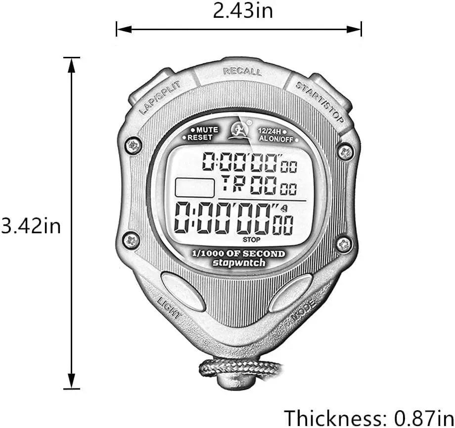 Rolilink Digital Stopwatch Timer with Backlight & 100 Lap Memory | Accurate 0.001s Timing for Sports Coaches - view 4