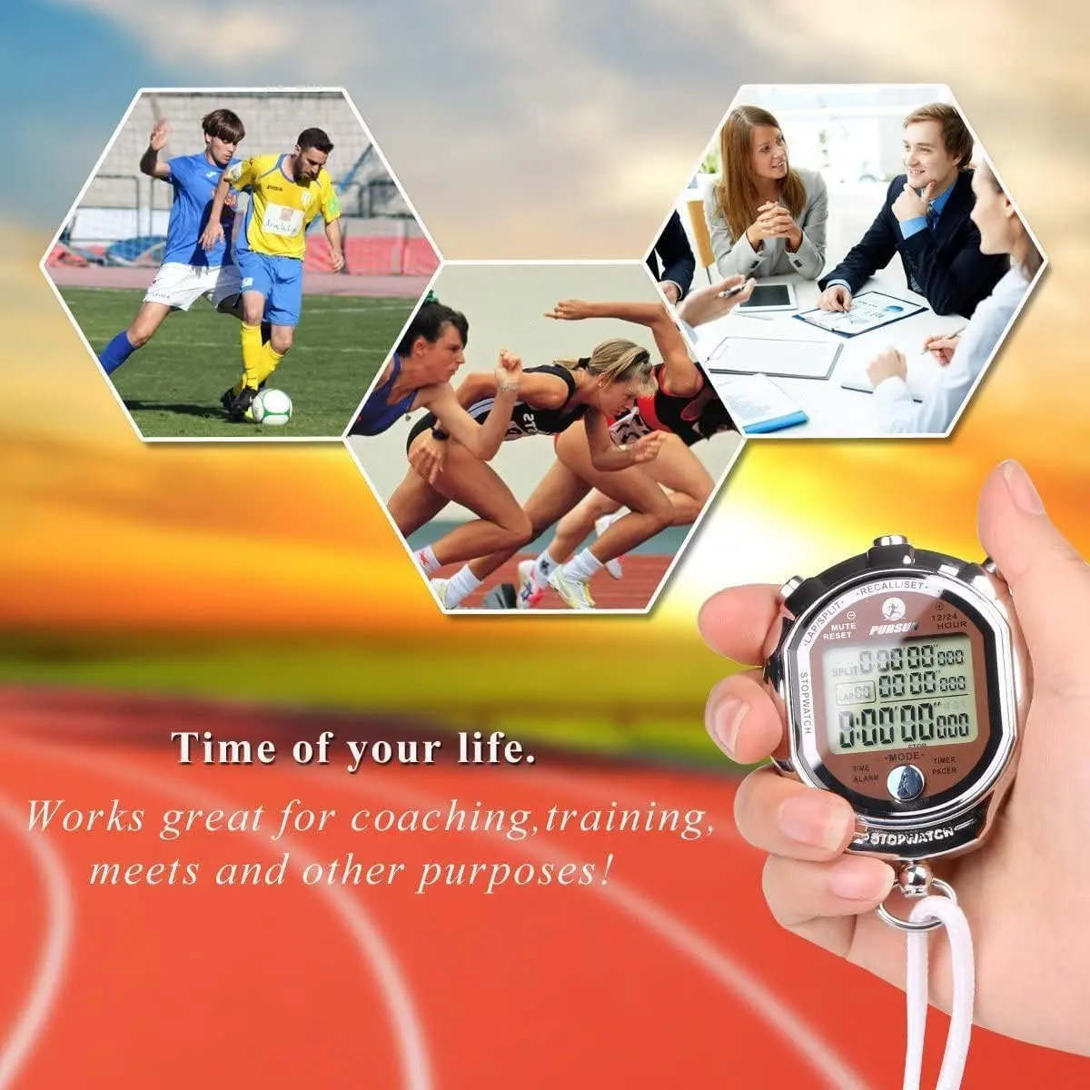 Rolilink Stopwatch Timer, Digital 0.001s Precision, Metal 100 Laps Memory, Coach Sports & Marathon - view 6