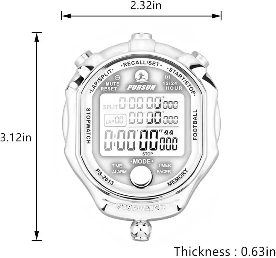 Rolilink Stopwatch Timer, Digital 0.001s Precision, Metal 100 Laps Memory, Coach Sports & Marathon - view 3