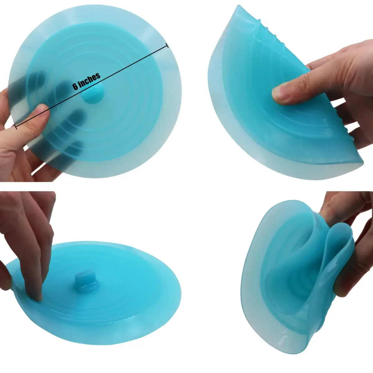 V-TOP Tub Stopper 2 Pack, 6 inch Blue Transparent Silicone Drain Plug | Universal Fit for Kitchen, Bath, Laundry - view 6