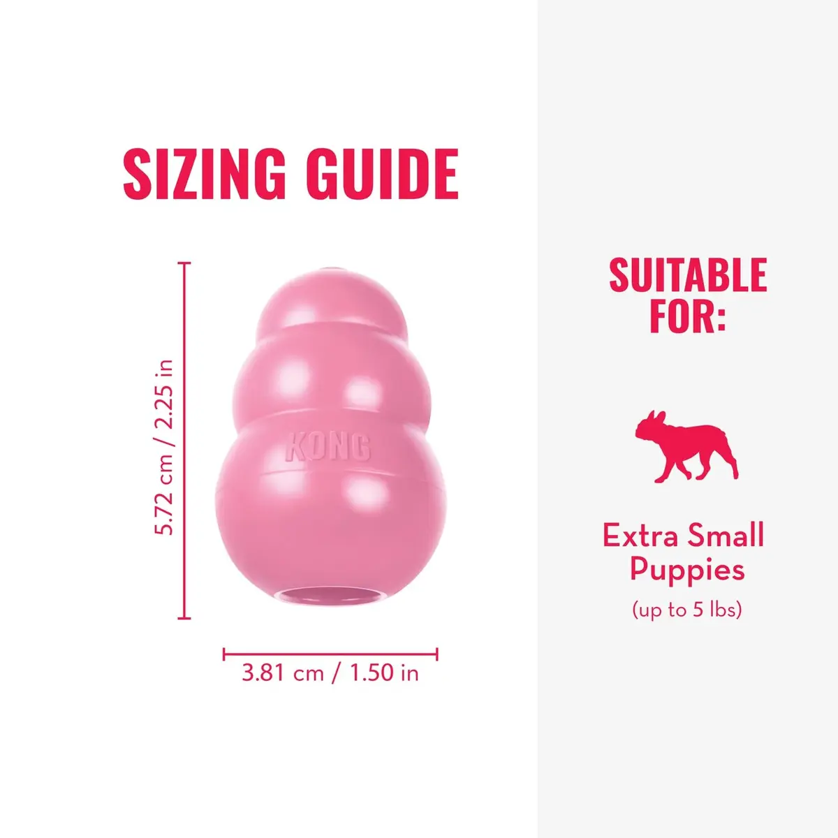 KONG Puppy, Natural Rubber Teething Chew Toy, for XS Puppies, Pink | Gentle, Durable & Interactive Puppy Toy - view 3