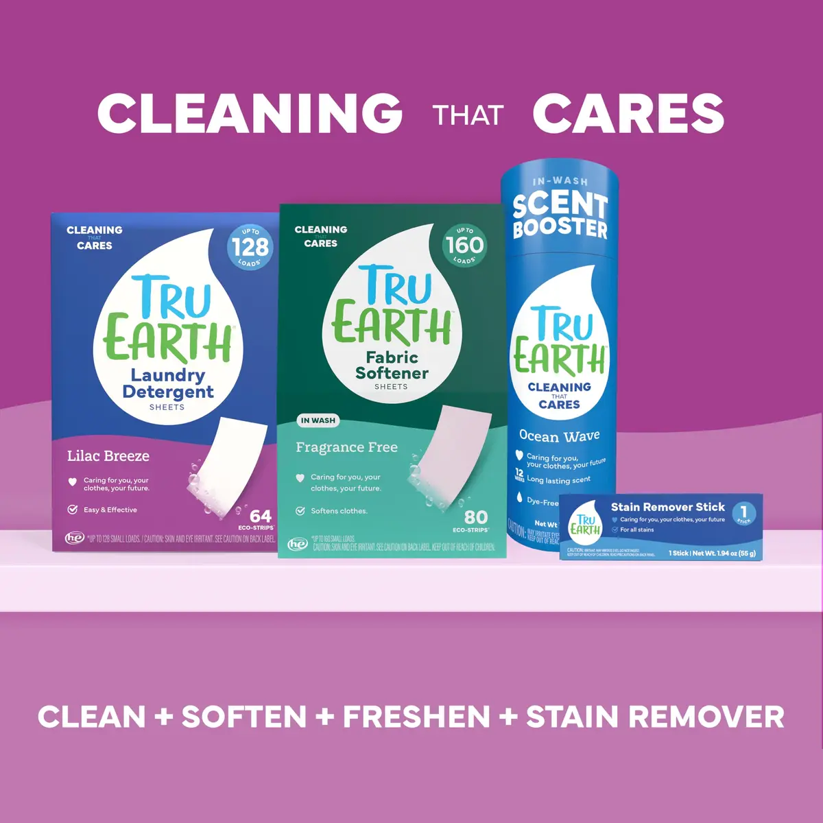 Tru Earth Dry Laundry Detergent Lilac Breeze 64 Strips | Eco-Friendly, Compact & Gentle for Sensitive Skin - view 9