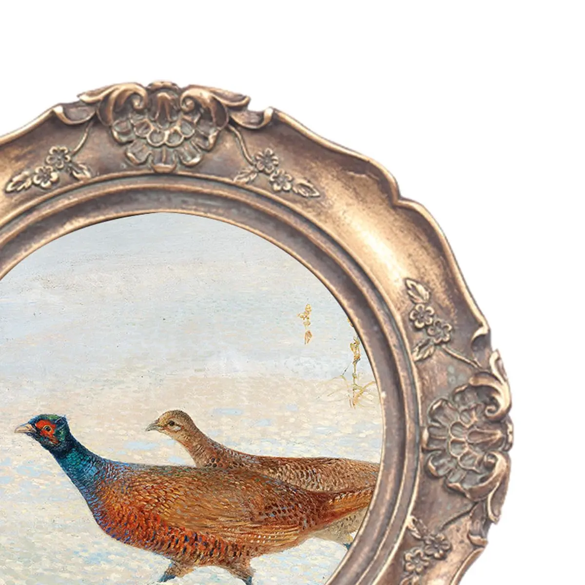 WINPLUS+ Vintage Round Picture Frame 4x4 Inch (10x10 cm) | Antique Bronze Resin with Embossed Floral Detail - view 6