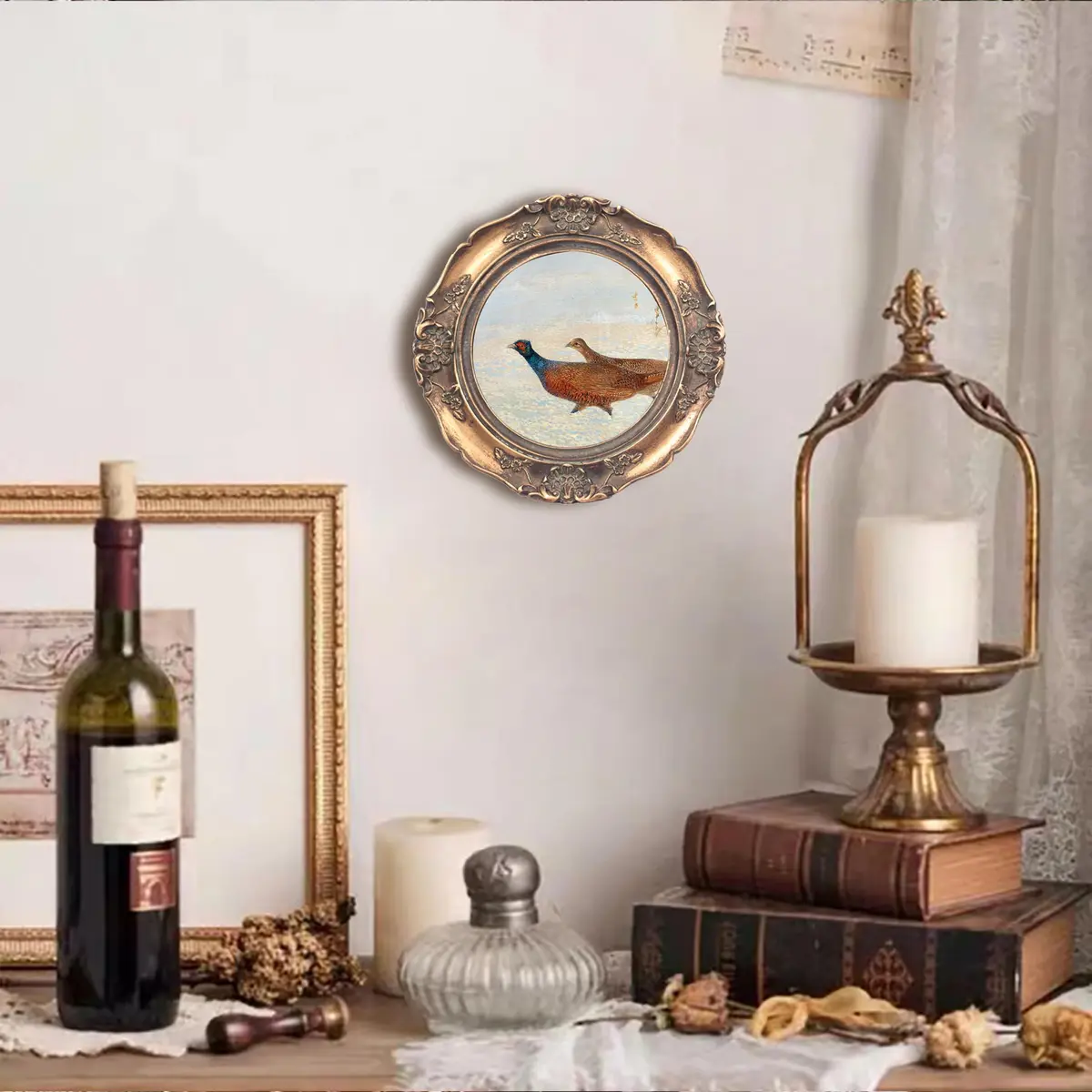 WINPLUS+ Vintage Round Picture Frame 4x4 Inch (10x10 cm) | Antique Bronze Resin with Embossed Floral Detail - view 2