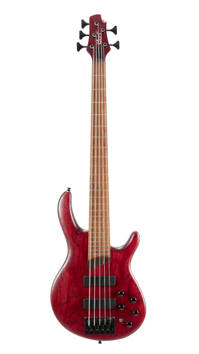 Cort Artisan Series B5 Element 5-String Bass Guitar, Open Pore Burgundy Red | Roasted Maple & Ash - main product image
