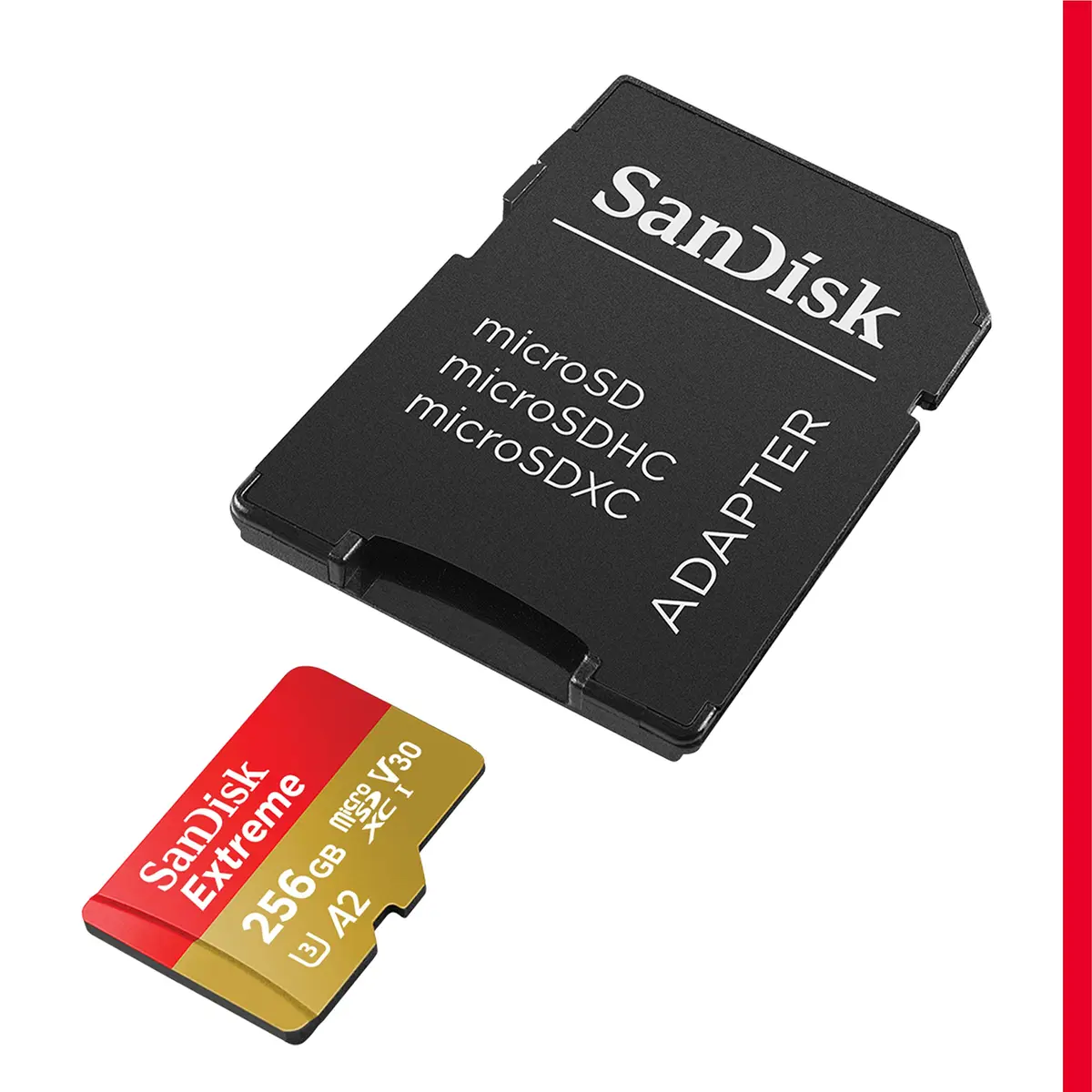 SanDisk 256GB Extreme microSDXC UHS-I Memory Card with Adapter 256GB (8.47 Fl Oz) | Fast Read/Write Speeds for 4K/5K Video - view 2