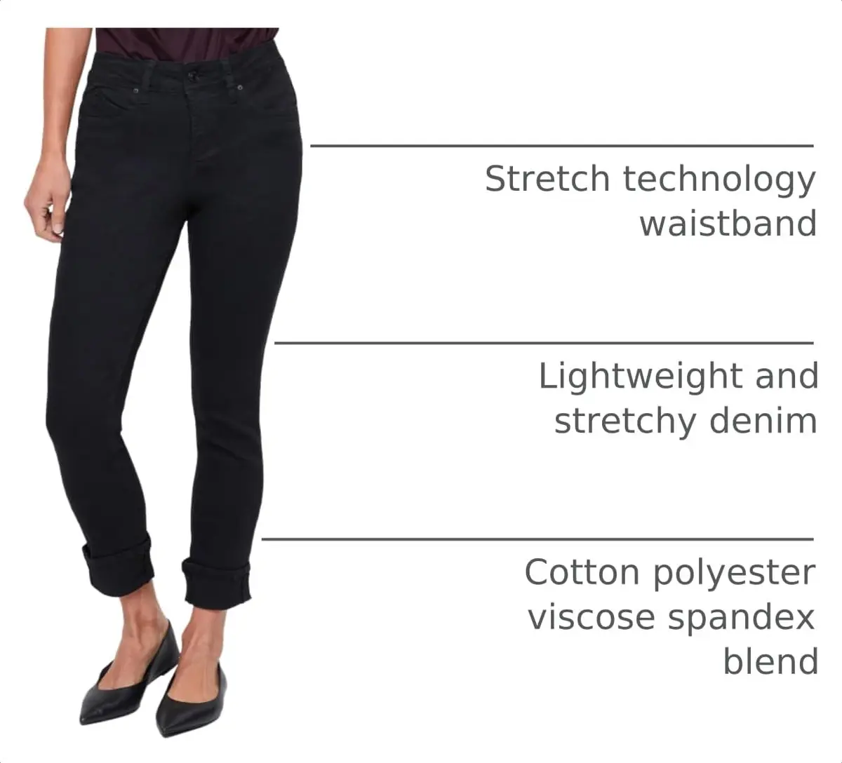 Royalty For Me Womens Petite Skinny Ankle Jeans 16 | Sustainable Stretch Mid-Rise Fit - view 3