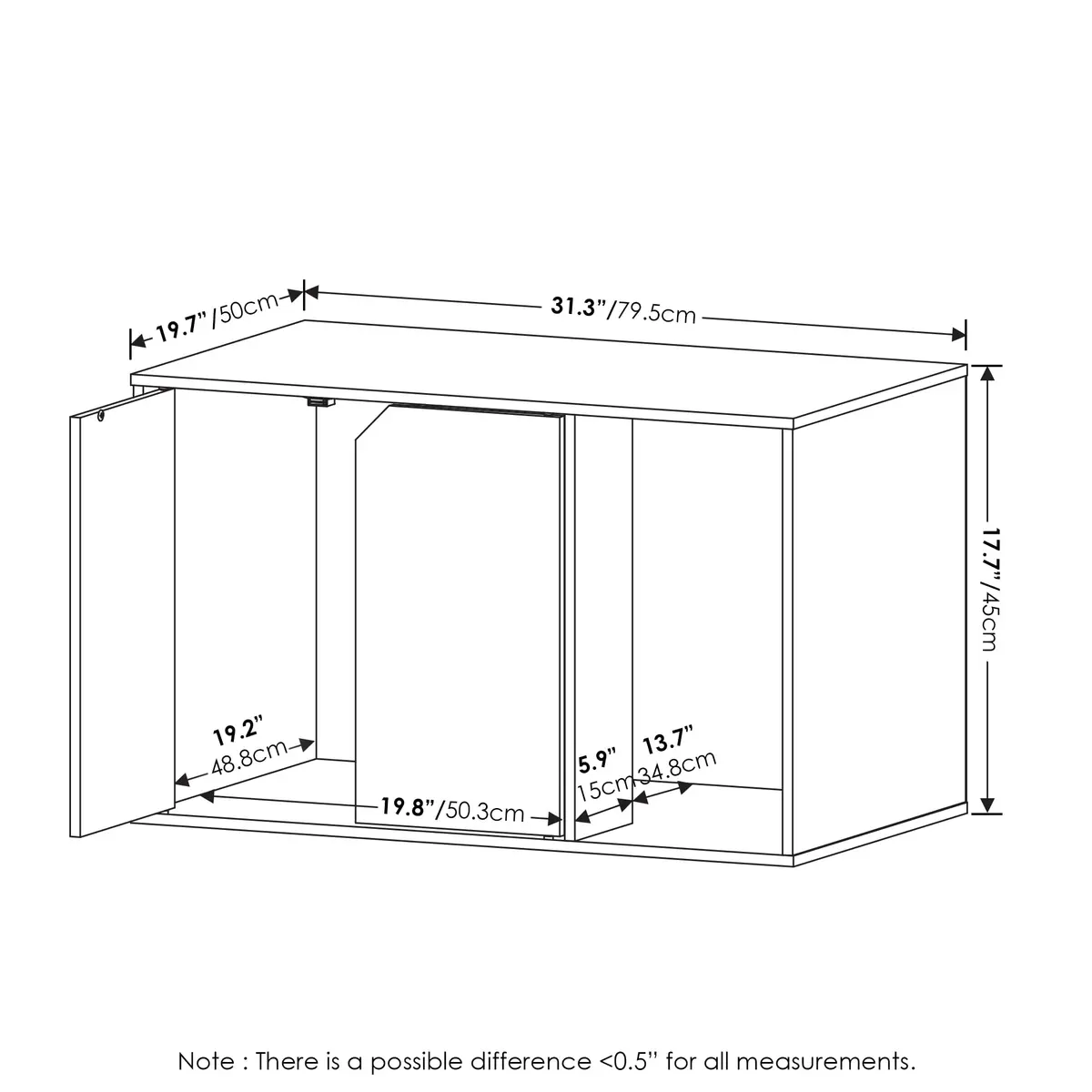 Furinno Peli Litter Box Enclosure, Columbia Walnut | Modern Hidden Cat Furniture (70-120 chars) - view 6