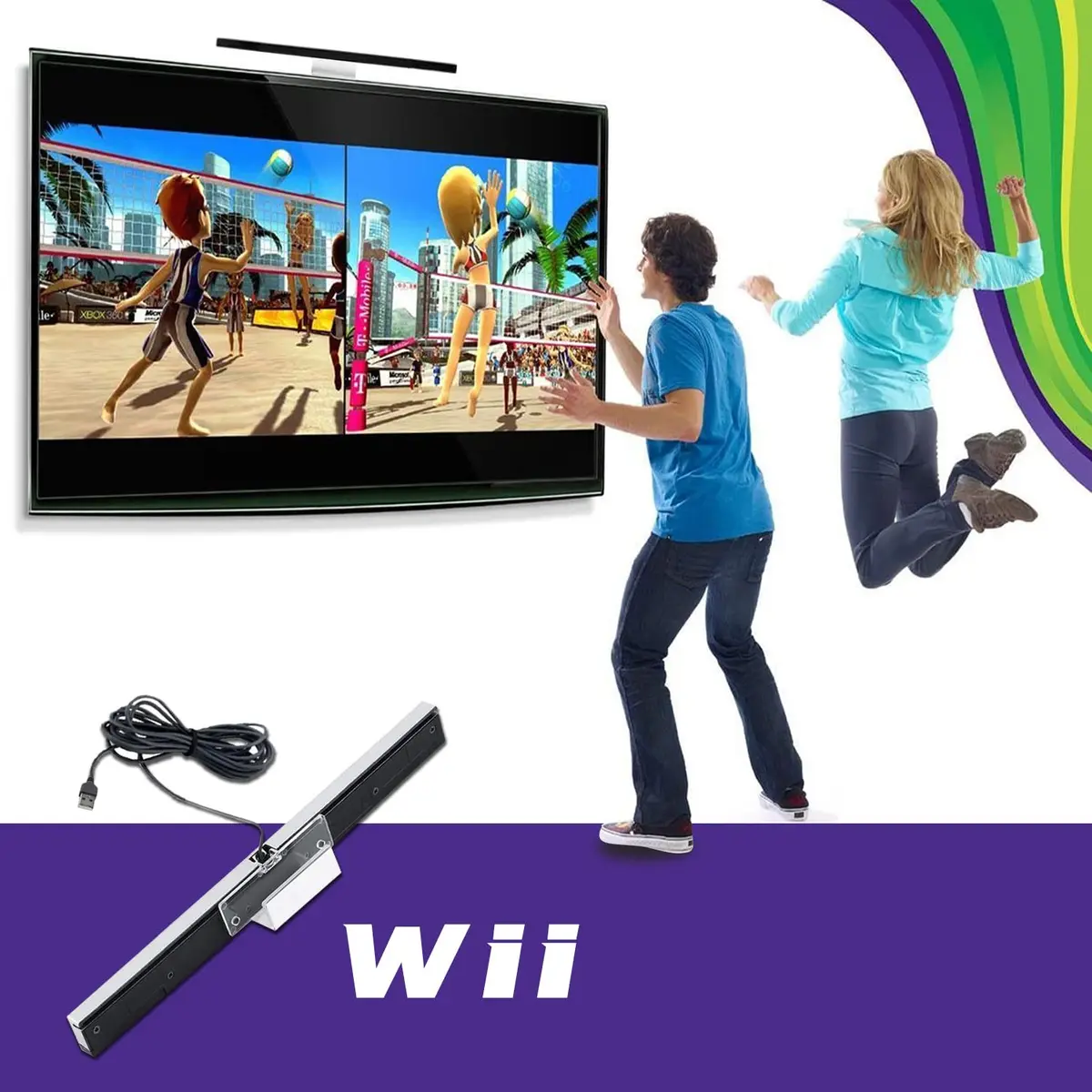 Xahpower USB Sensor Bar for Wii & Wii U | 7.2ft Cable, Plug & Play - view 5