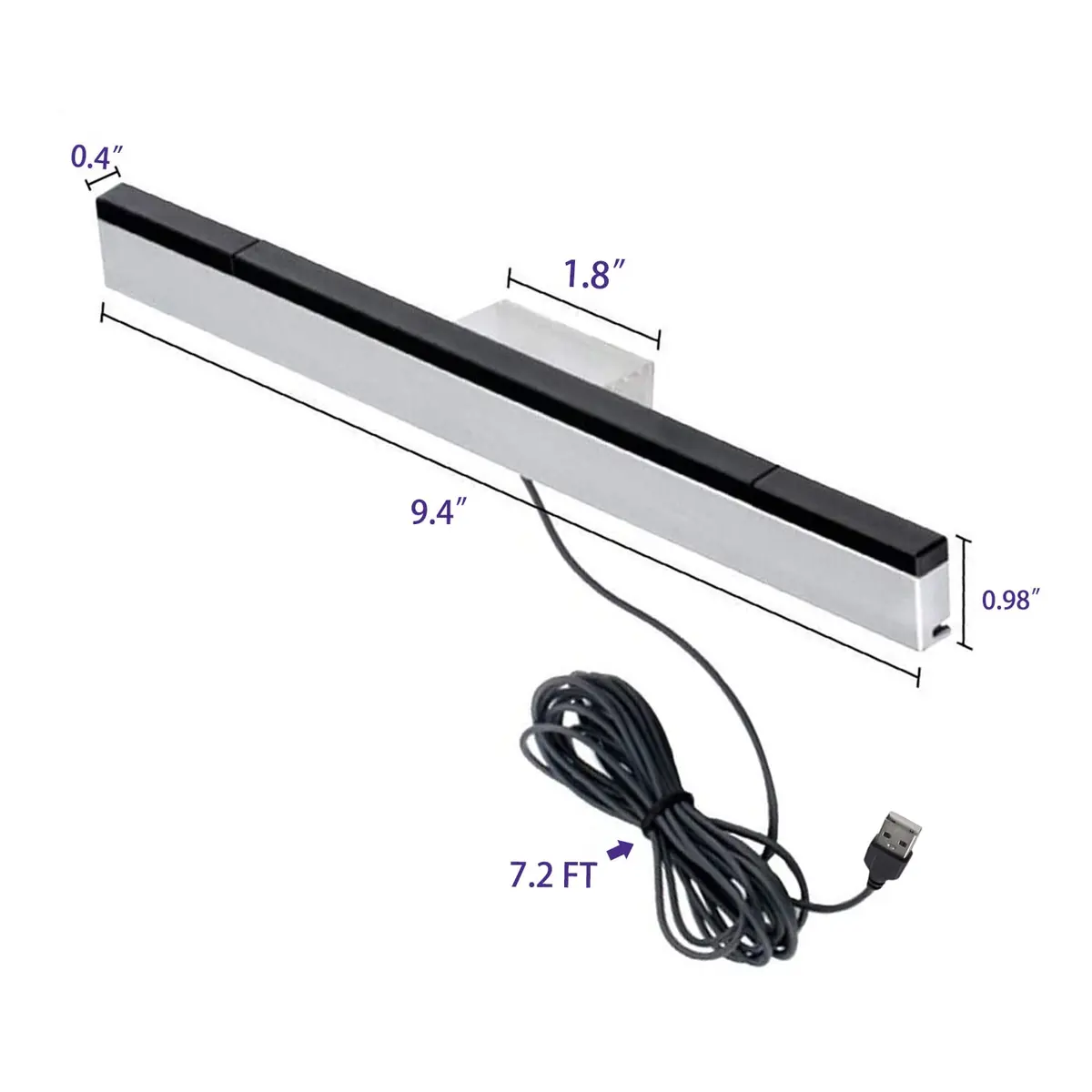 Xahpower USB Sensor Bar for Wii & Wii U | 7.2ft Cable, Plug & Play - view 2