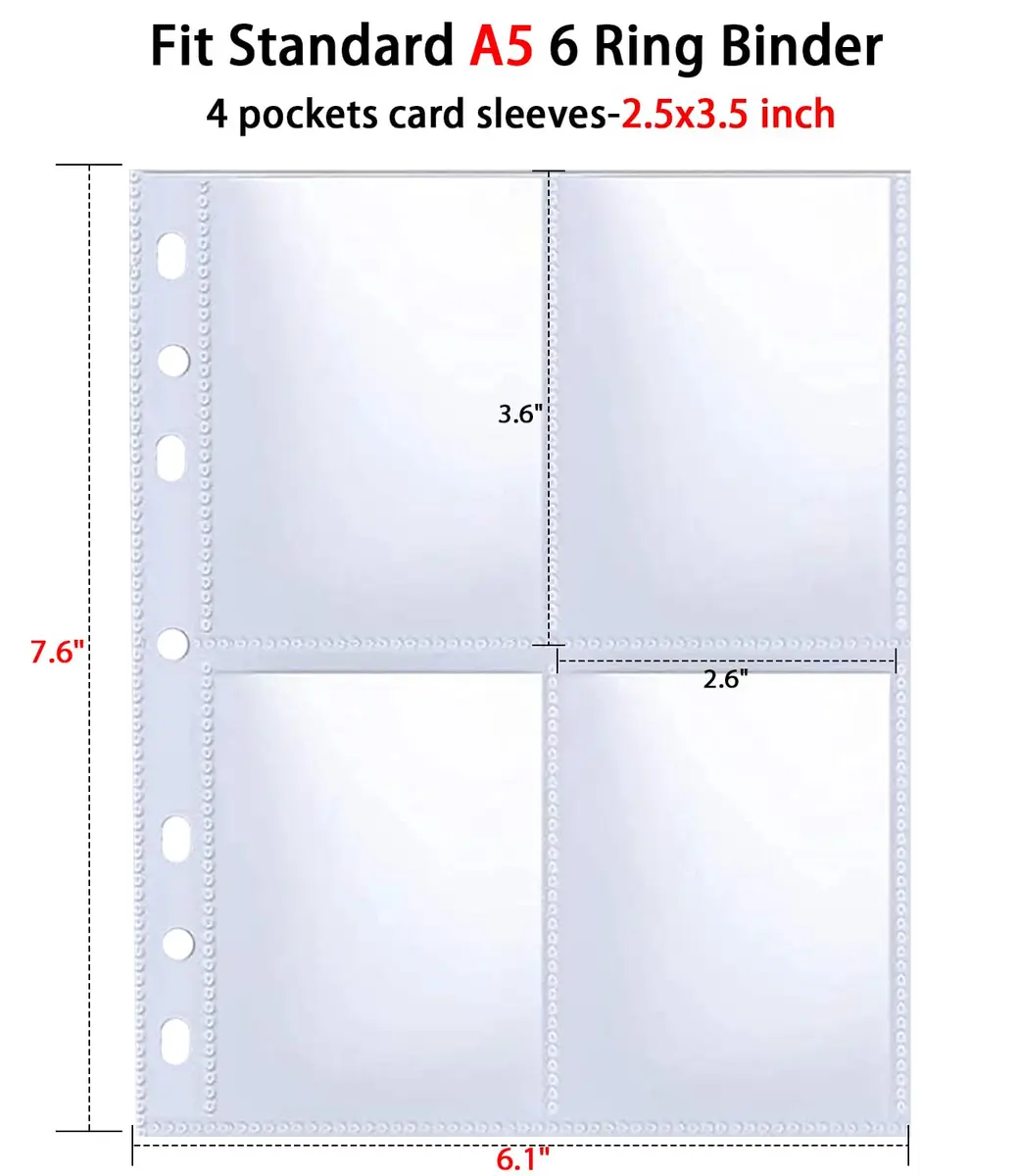 WITHYU Card Document Sleeve 80 Pack | Double-Sided 4 Pocket A5 Binder Sheets for Trading Cards - view 2