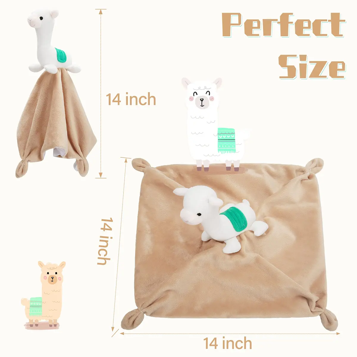 Pro Goleem Llama Security Blanket 14 Inch | Soft Baby Lovey for Newborns & Toddlers - view 5