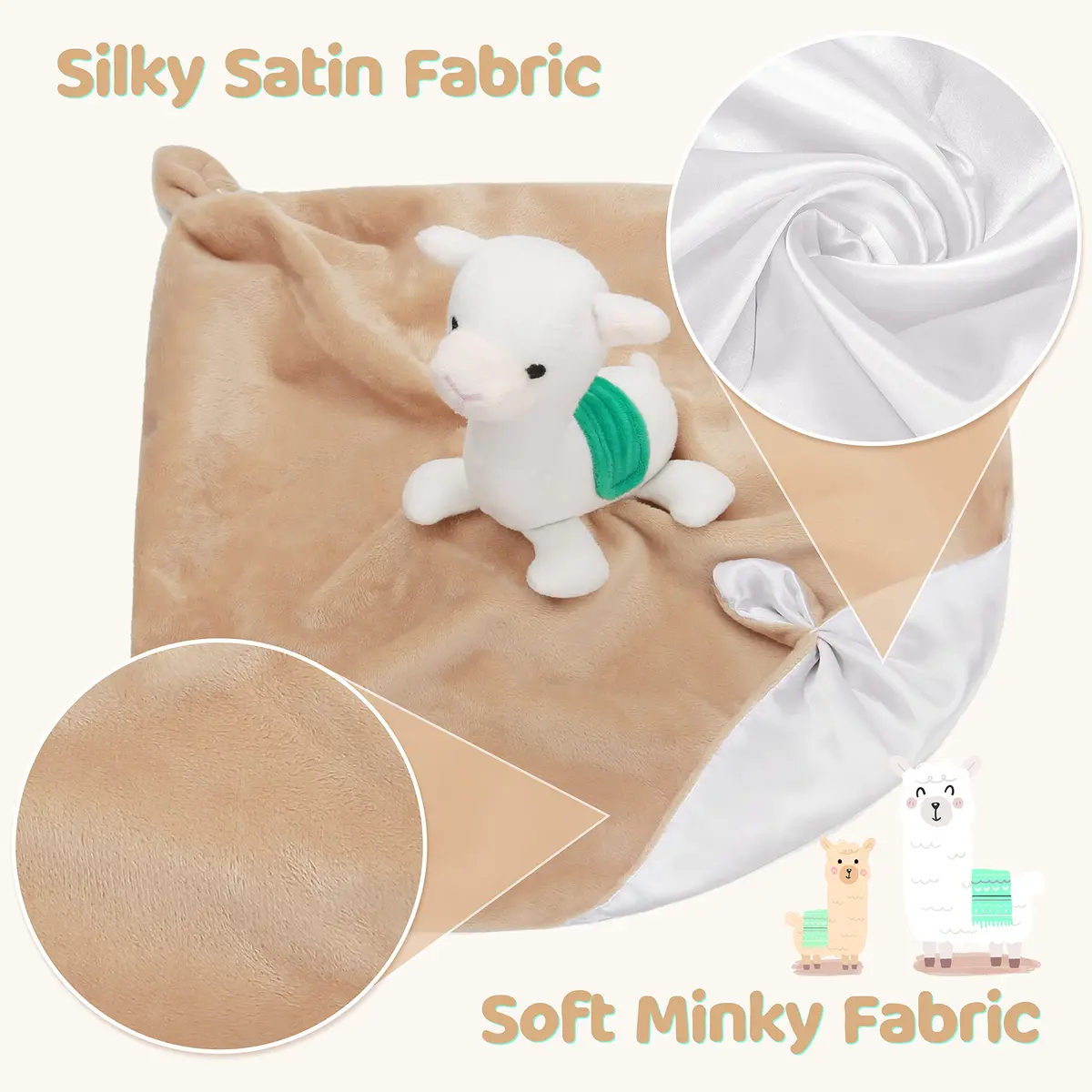 Pro Goleem Llama Security Blanket 14 Inch | Soft Baby Lovey for Newborns & Toddlers - view 6