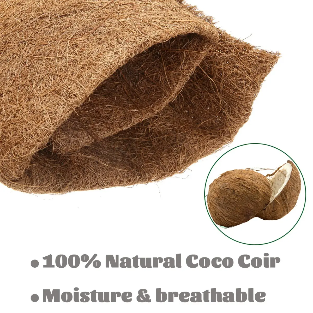 MIOHNAN Natural Coco Coir Fiber Liner Roll Sheet 40cm (16 inch) x 244cm (96 inch) | Sustainable & Vegan Friendly for Planters - view 3