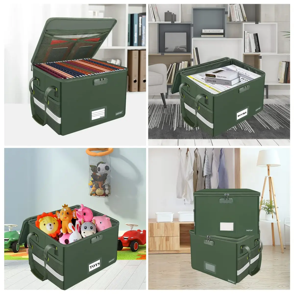 ENGPOW Fireproof Document Box with Lock & Zipper Lid 33L (15.55" x 12.2" x 10") | Collapsible & Portable for Letter/Legal Files - view 2