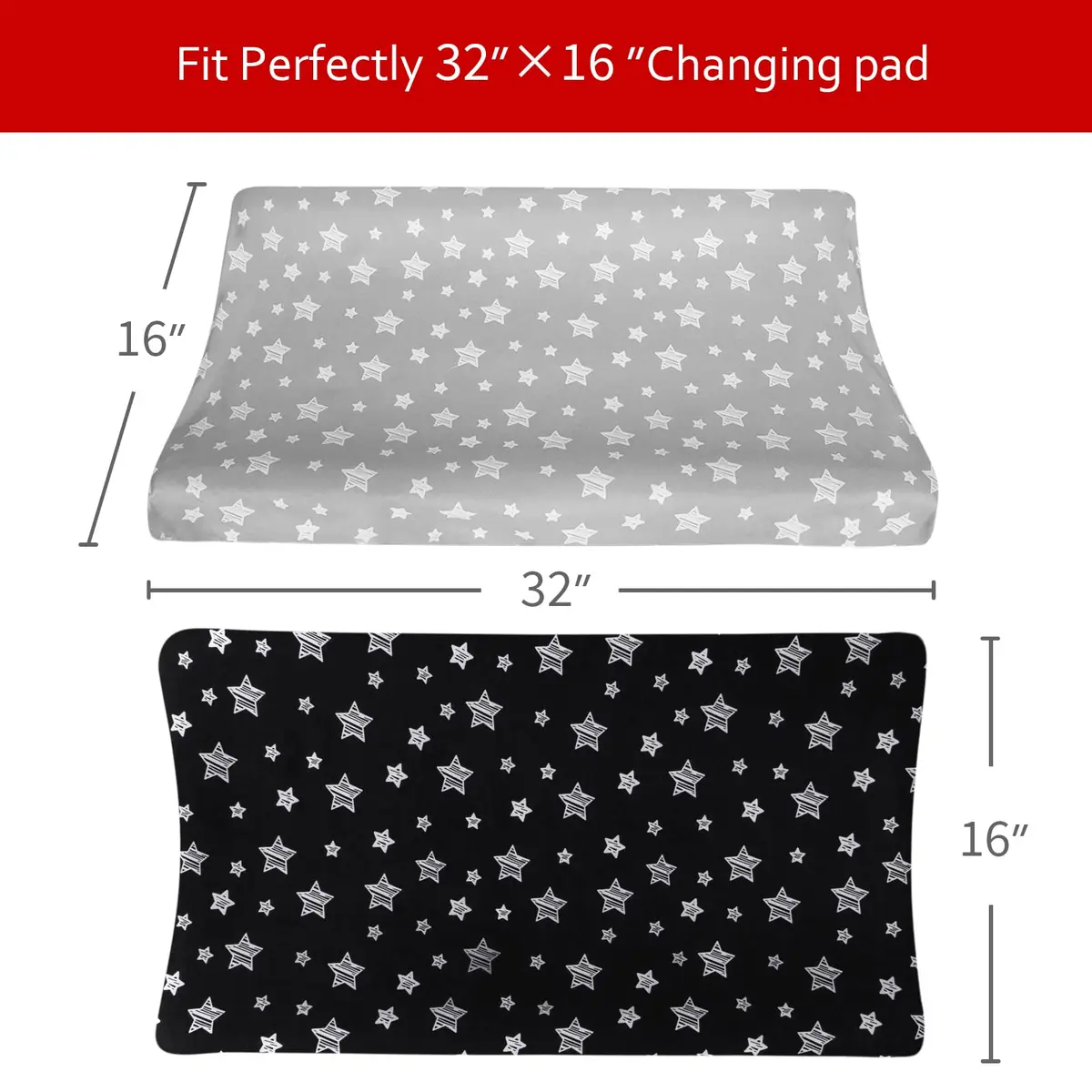 Moonsea Changing Pad Cover for Boys Girls | Soft Unisex Microfiber Sheets, 2-Pack, Fits 32"x16" Pads - view 5