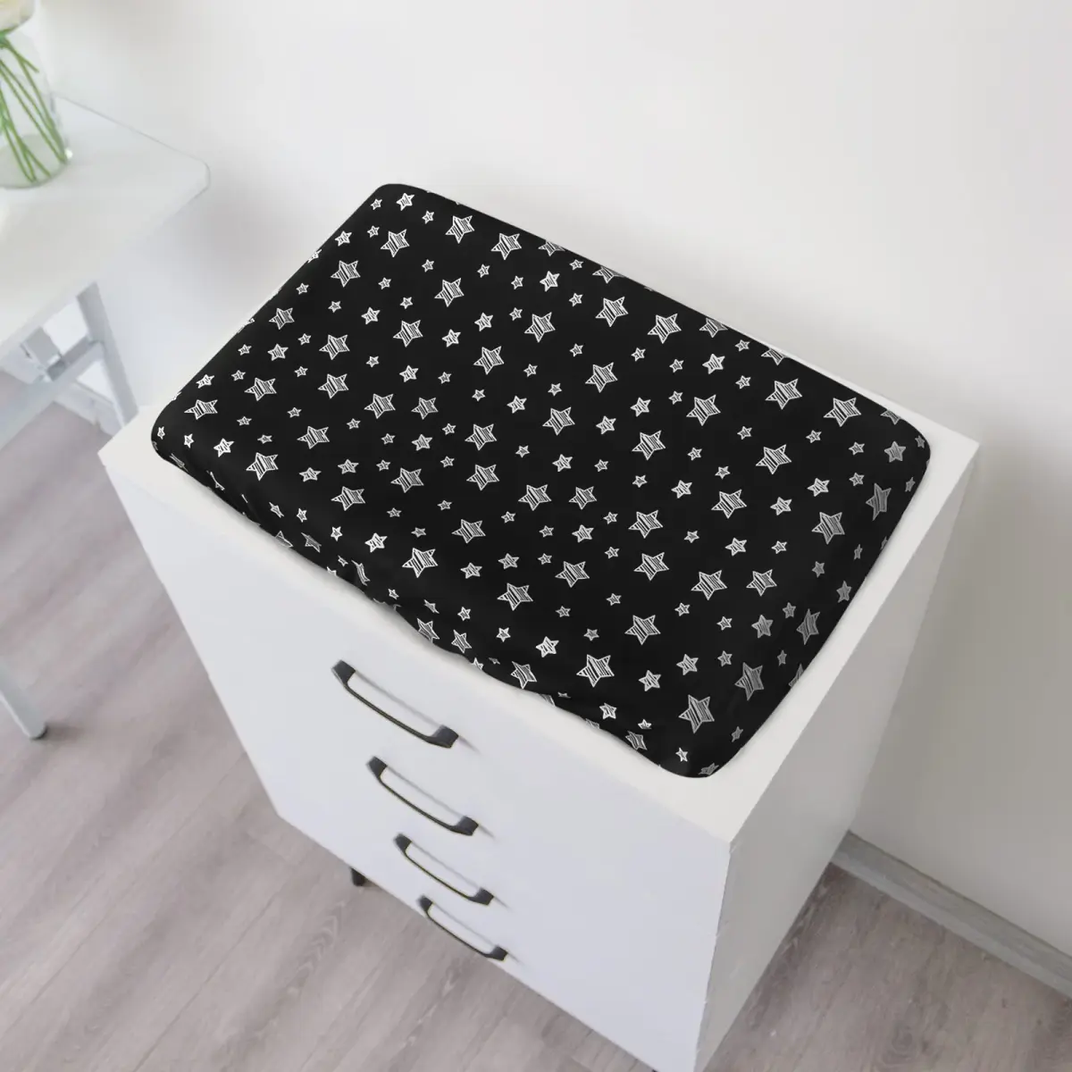 Moonsea Grey & Black Organic Cotton Changing Pad Cover (32" x 16") - Soft & Breathable - view 3