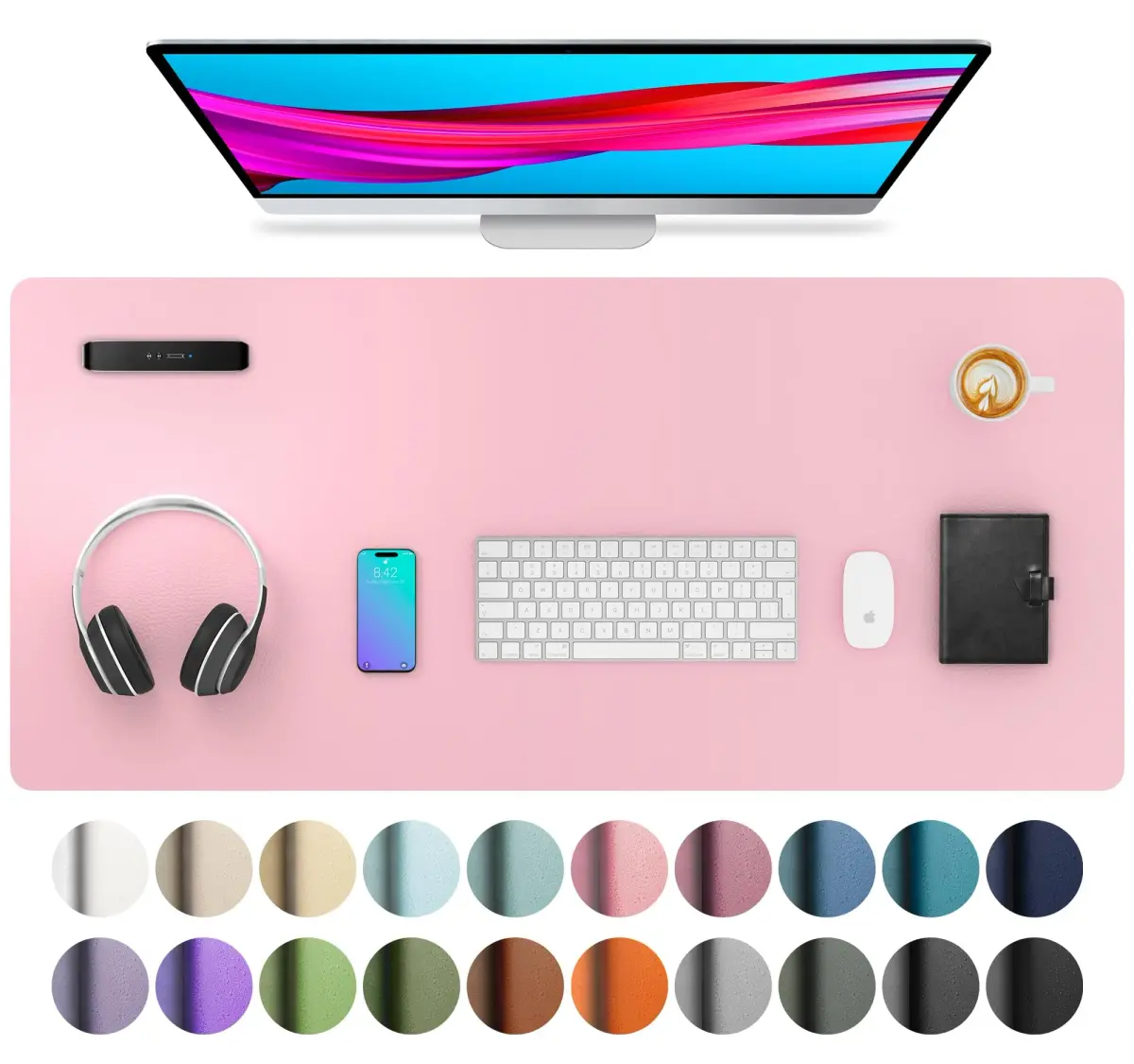 Aothia Leather Desk Pad Protector - Large Mouse Pad, Non-Slip PU Leather Blotter 91cm x 43cm (36" x 17") | Protects Desks from Scratches, Spills, and Heat - main product image