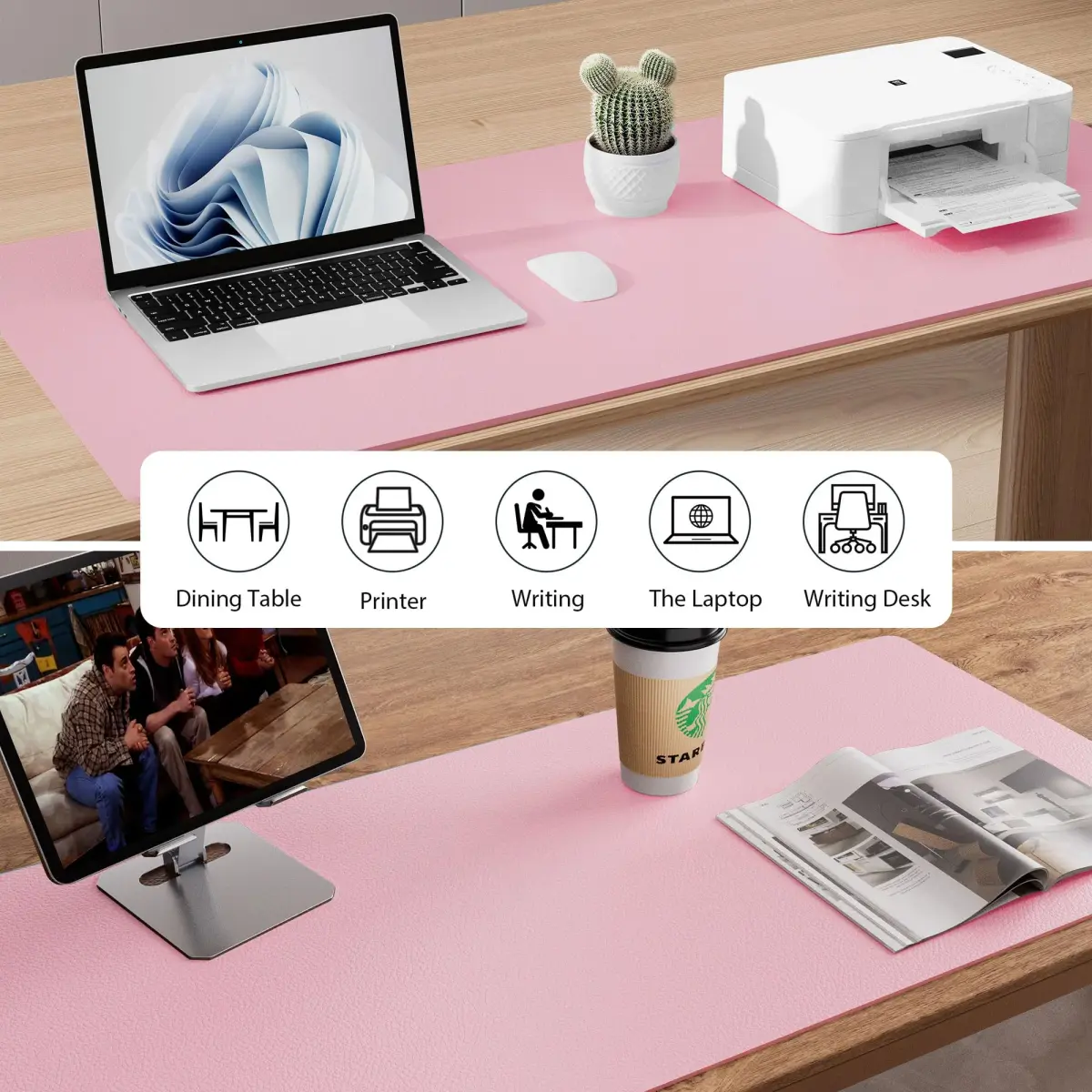 Aothia Leather Desk Pad Protector - Large Mouse Pad, Non-Slip PU Leather Blotter 91cm x 43cm (36" x 17") | Protects Desks from Scratches, Spills, and Heat - view 5
