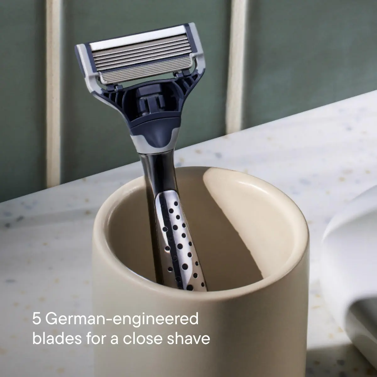 Harry's Original Shaving Kit for Men - Razor Handle and 3 Razor Blade Refill Cartridges - German Engineered - Charcoal | 5-Blade Cartridge Razor - view 4