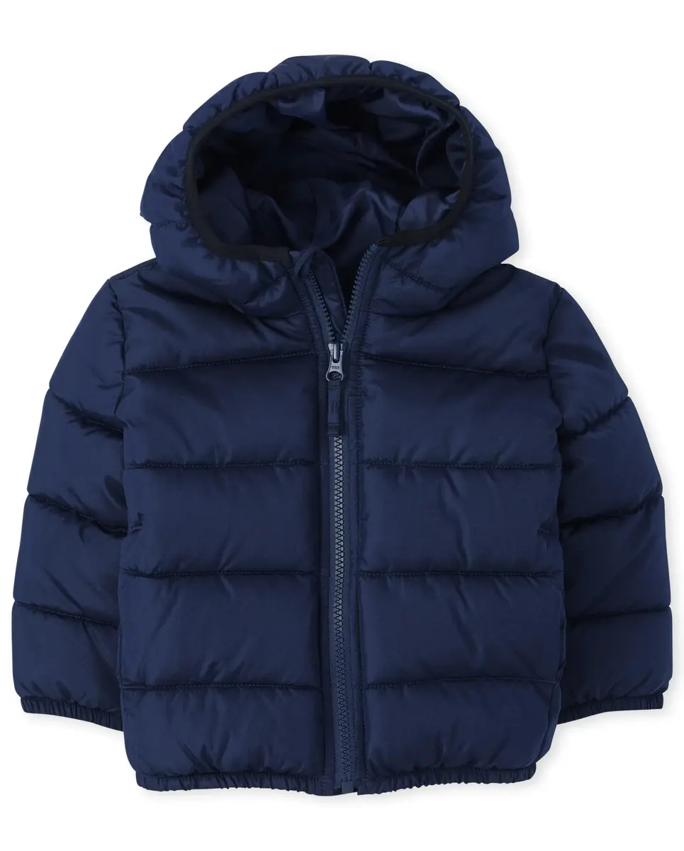The Children's Place Baby Boys and Toddler Medium Weight Puffer Jacket, Navy, 4T | Wind & Water Resistant - main product image