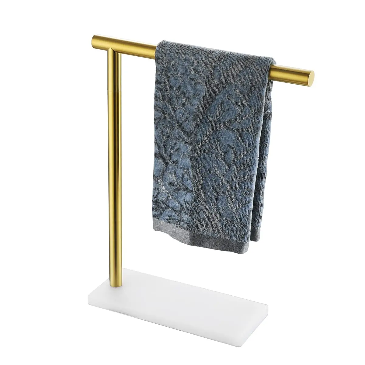 JQK Hand Towel Holder Stand Brushed Gold 12 Inch Bar | Modern Free Standing Countertop Rack - main product image