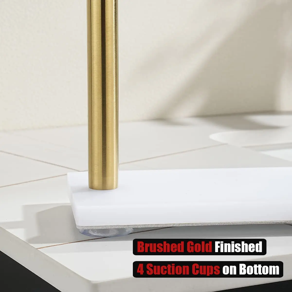 JQK Hand Towel Holder Stand Brushed Gold 12 Inch Bar | Modern Free Standing Countertop Rack - view 6