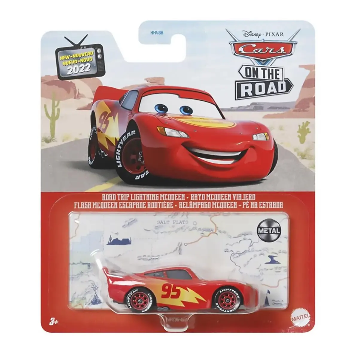 Disney Pixar Cars Road Trip Lightning McQueen 1:55 Scale Metal Toy Car | ASTM Tested - main product image