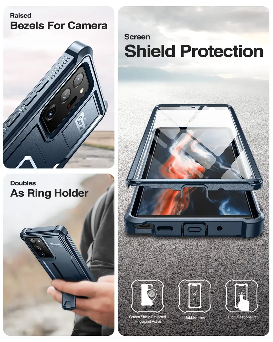 Dexnor Heavy Duty Case for Samsung Galaxy Note 20 Ultra 5G with Built-in Screen Protector and Kickstand | Navy Blue - view 7