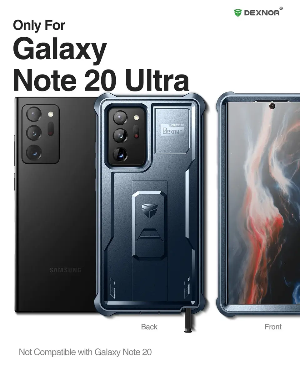 Dexnor Heavy Duty Case for Samsung Galaxy Note 20 Ultra 5G with Built-in Screen Protector and Kickstand | Navy Blue - view 2