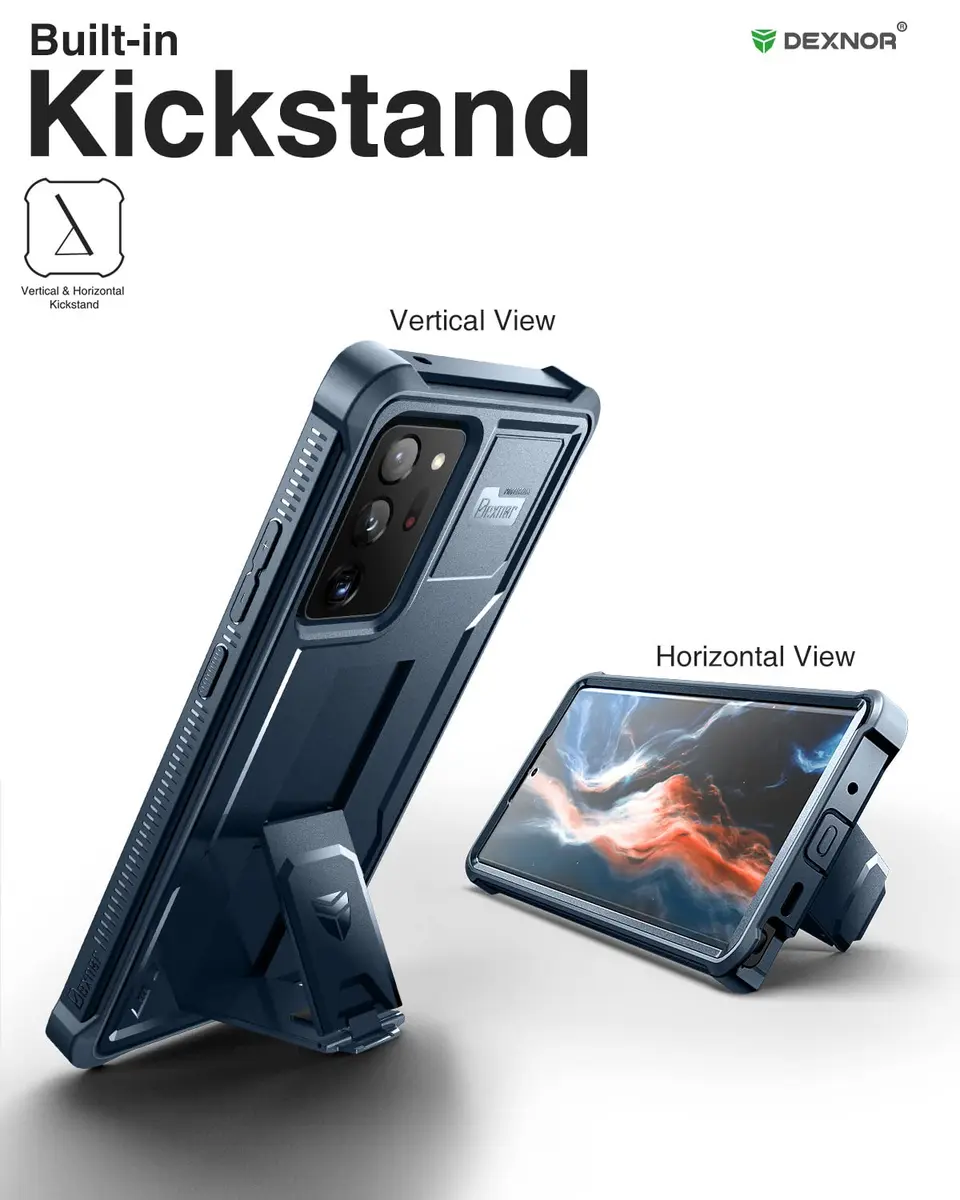 Dexnor Heavy Duty Case for Samsung Galaxy Note 20 Ultra 5G with Built-in Screen Protector and Kickstand | Navy Blue - view 4