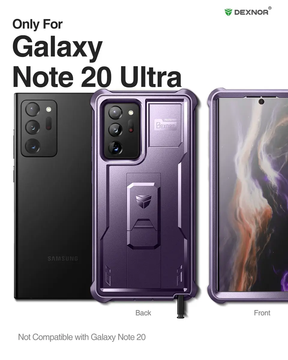 Dexnor Galaxy Note 20 Ultra 5G Case with Screen Protector & Kickstand | Heavy Duty Military Grade Shockproof Cover - view 2