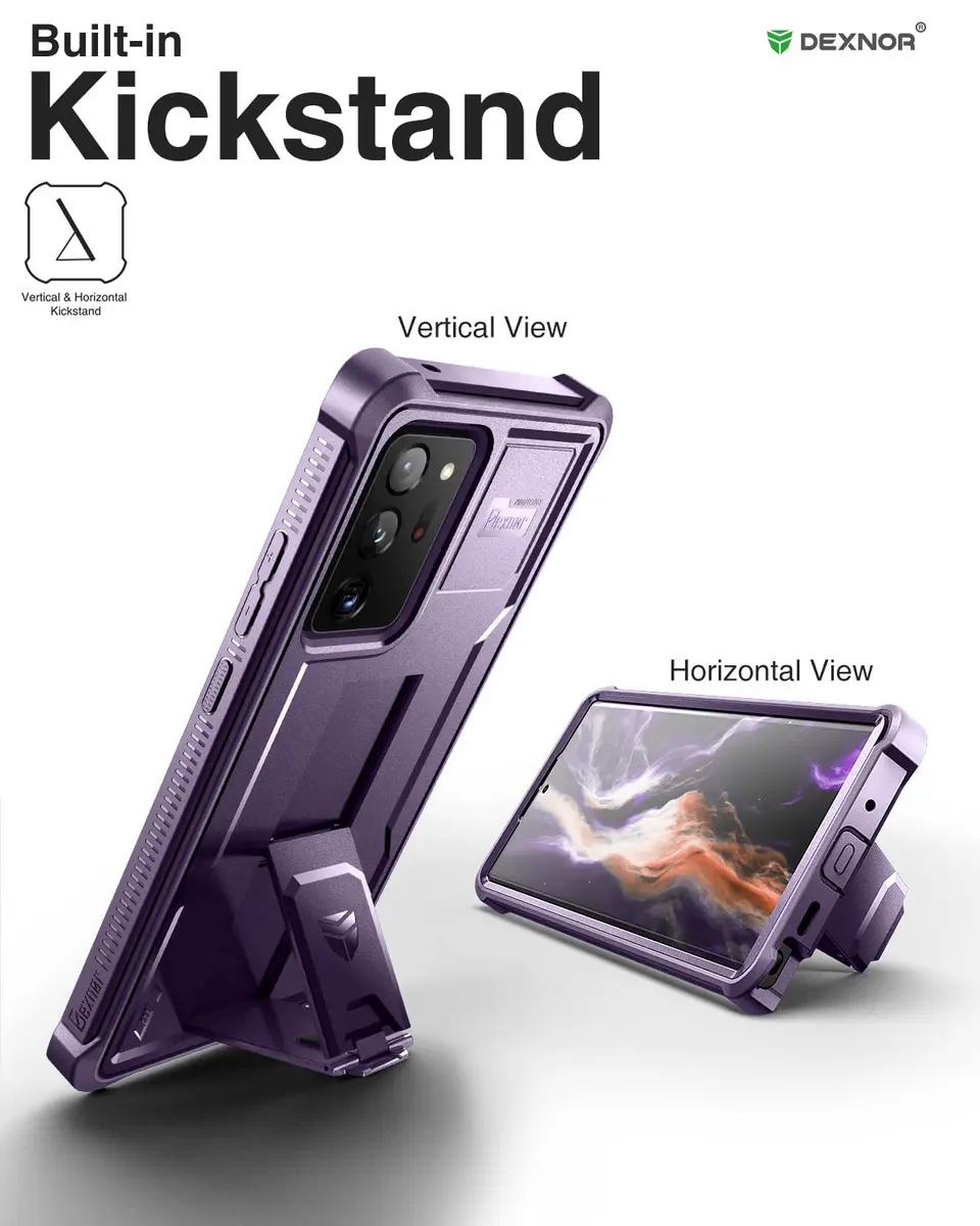 Dexnor Galaxy Note 20 Ultra 5G Case with Screen Protector & Kickstand | Heavy Duty Military Grade Shockproof Cover - view 4