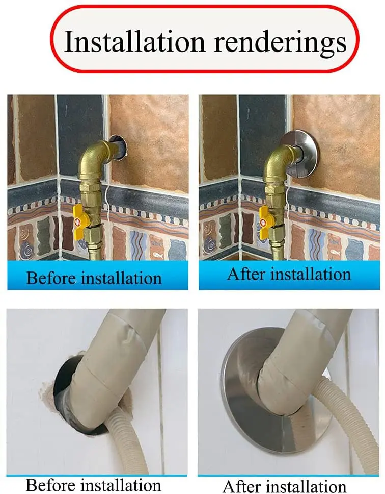 PZRT 2pcs Wall Split Flange Stainless Steel 51mm | Rust-Proof Water Pipe Cover - view 5