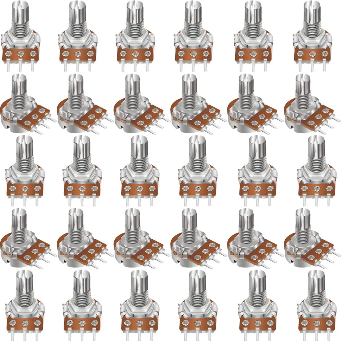 Taiss 30pcs 100K Potentiometer Variable Resistors 3 Terminals Linear Taper Rotary Audio B Type Potentiometer, Volume Control Shaft 15mm | Durable Metal Construction - view 6
