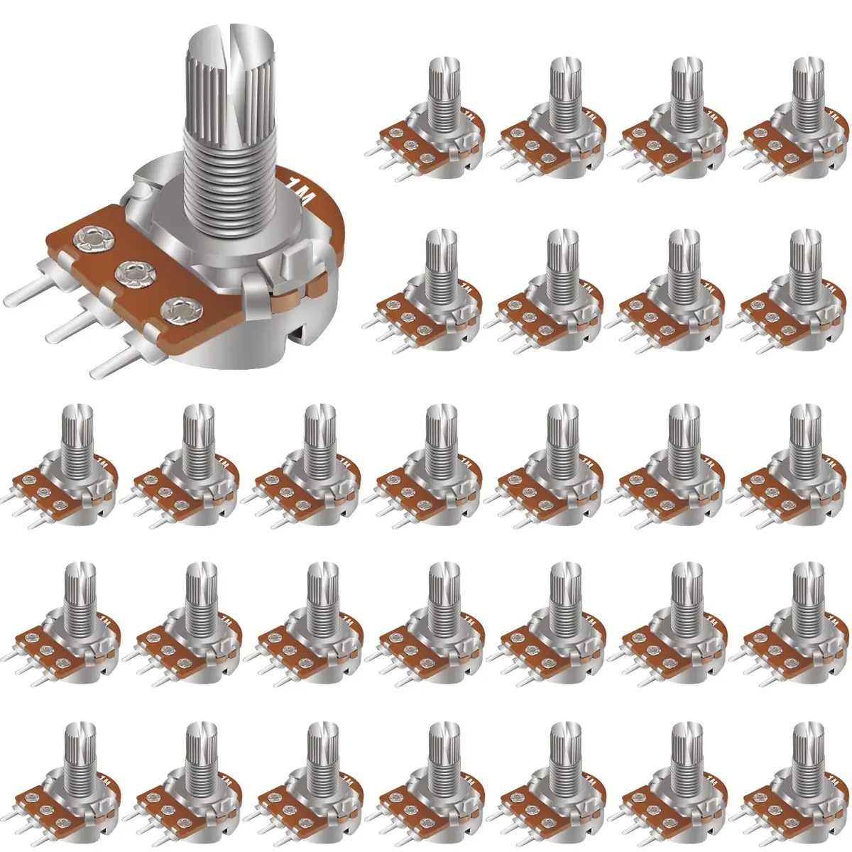 Taiss 30pcs 1M Potentiometer Variable Resistors 3 Terminals | Linear Taper Rotary Audio B Type - view 3