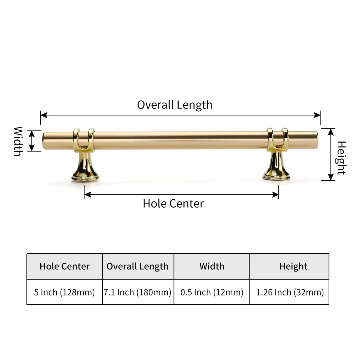 Leulan Gold Cabinet Pulls 10 Pack 5 Inch (128mm) | Modern Brushed Gold Drawer Pulls for Kitchen & Bathroom - view 3