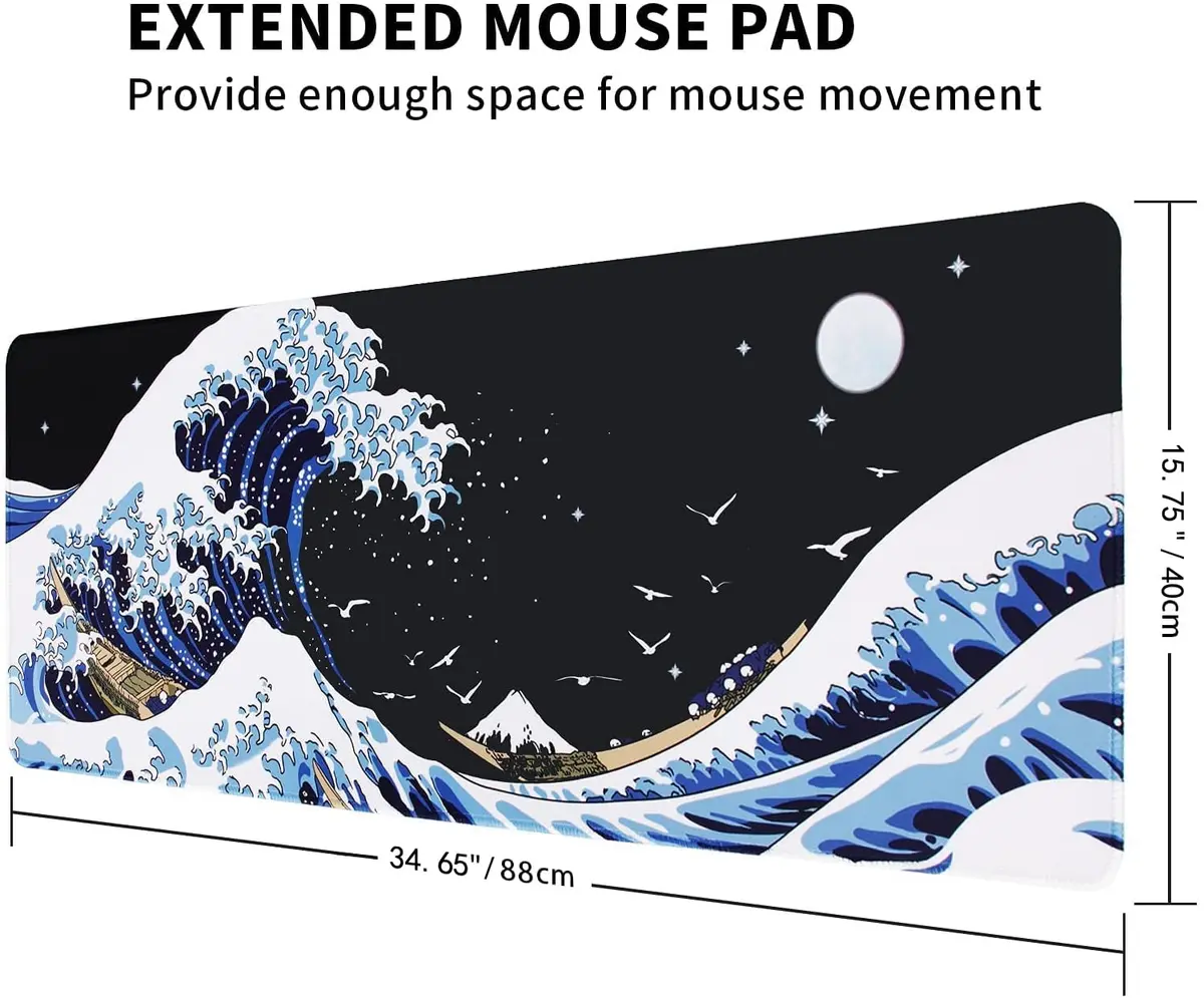MEWOOCUE® Japanese Anime Gaming Mouse Pad XXL 88cm x 40cm (35.4 x 15.7 in) | Waterproof, Non-Slip, Smooth Surface - view 8