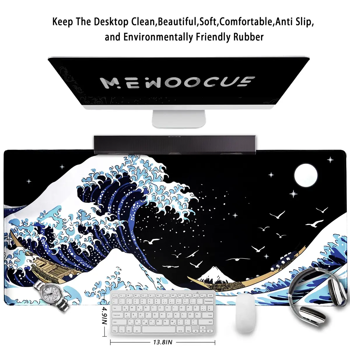 MEWOOCUE® Japanese Anime Gaming Mouse Pad XXL 88cm x 40cm (35.4 x 15.7 in) | Waterproof, Non-Slip, Smooth Surface - view 2