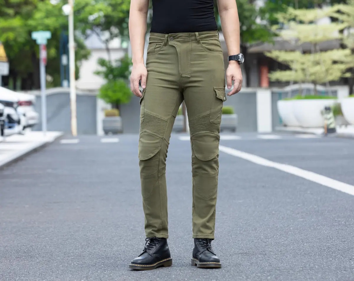 CTBQiTom Motorcycle Pants for Men & Women with CE Level 2 Armor Army Green | Slim Fit, Durable & Impact-Resistant - view 3